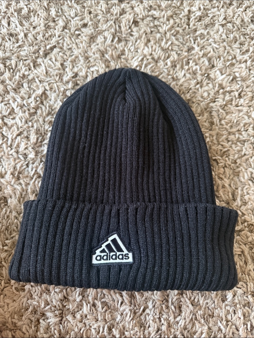 Adidas Black Ribbed Cuff Beanie
